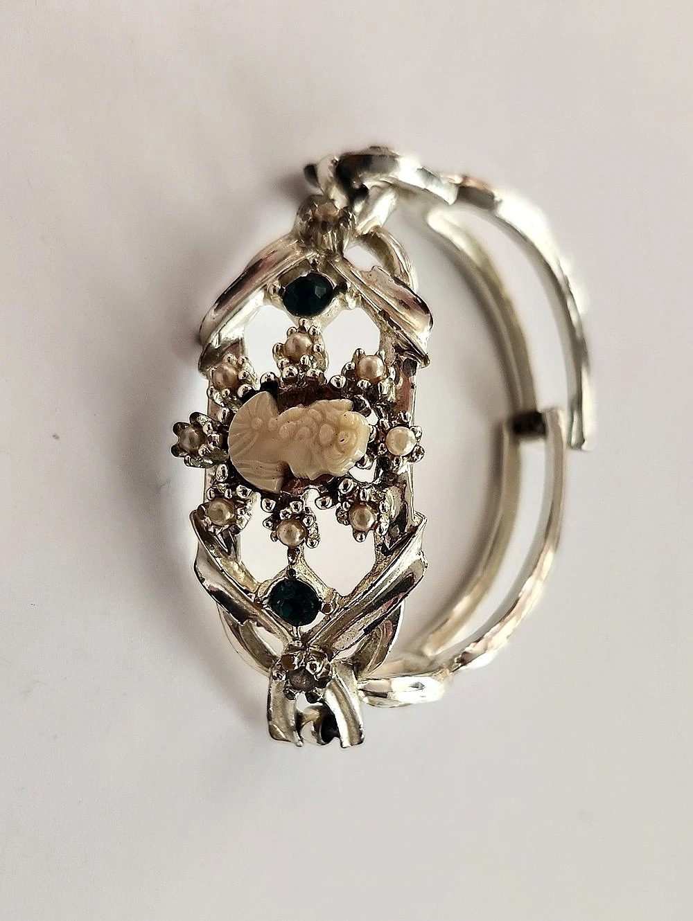 Vintage Embellished Silver & Resin Bangle